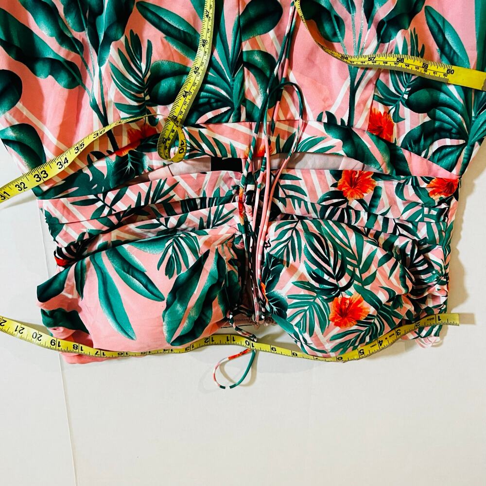 Fashion Nova Maui Nights Tropical Print Wide Leg Halter Jumpsuit Size 1X NWT - Picture 6 of 9